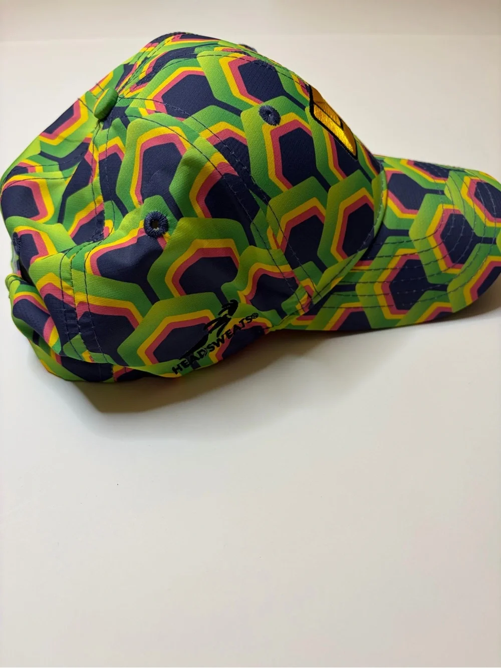 Loudmouth Golf Retro Geometric Print Hat Green Gold Logo OSFA
